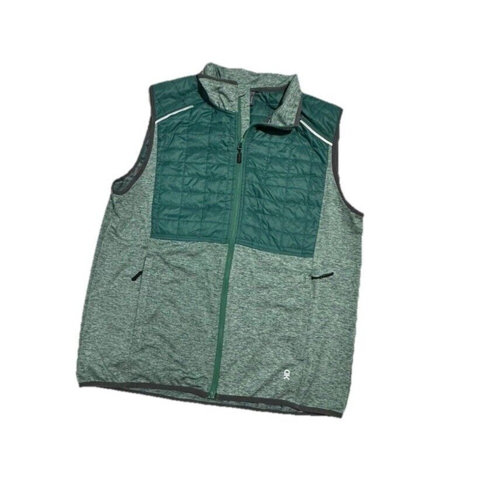 Little Donkey Andy L Full Zip Green Gray Softshell Vest Jacket Sleeveless